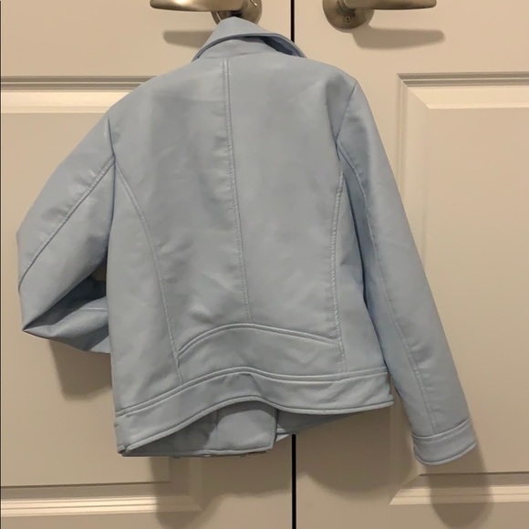 ZARA GIRLS blue leather Moto jacket - Picture 3 of 4
